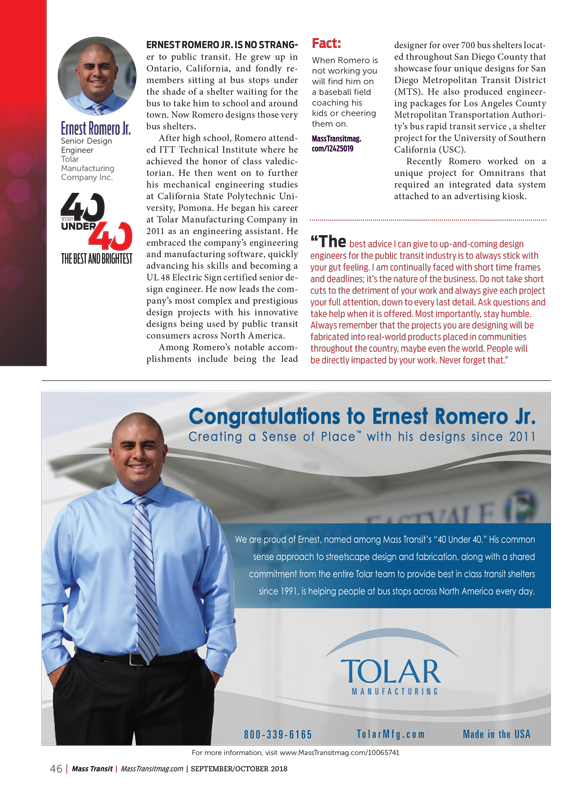 40 under 40 article for Ernest Romero Jr.