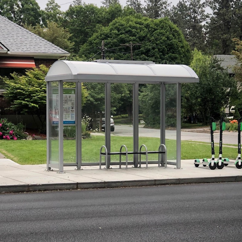 10' Niagara Non-Ad with white polycarboante roof panels, solar illumination, information display