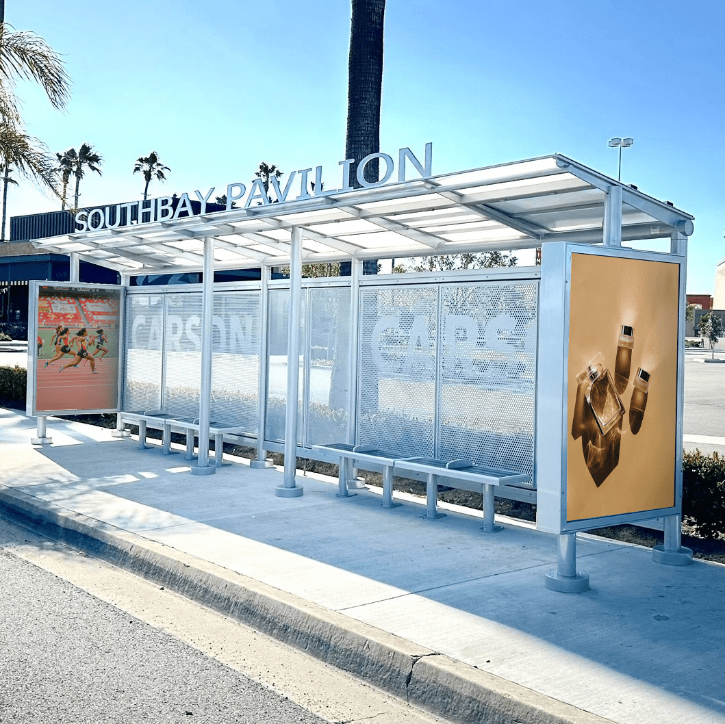 Left view of the Siga-Empire bus shelter with inside and outside facing advertising displays