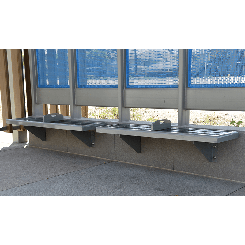 Tolar's street furniture bench attached to the cement base of the bus shelter