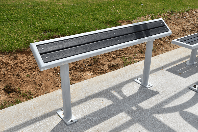 Standing bench for passengers to lean on as they wait