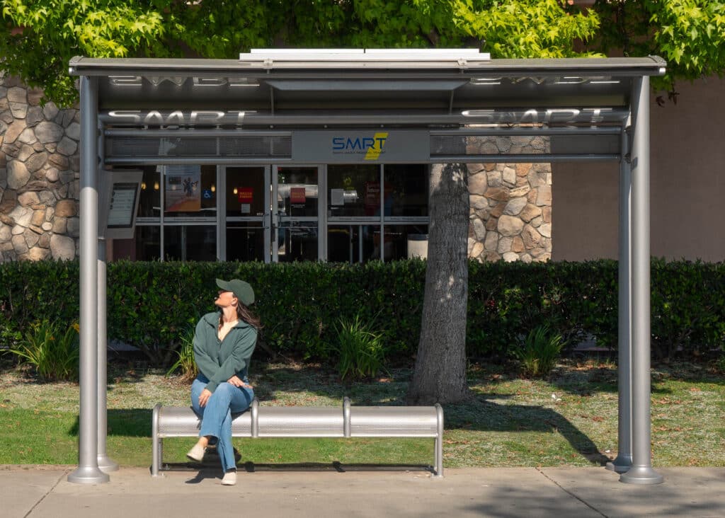 woman sitting at Sunset shelter