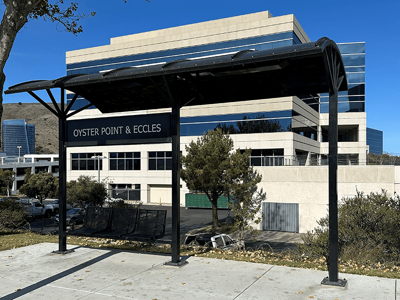 Spoke Voyager bus shelter in South San Francisco